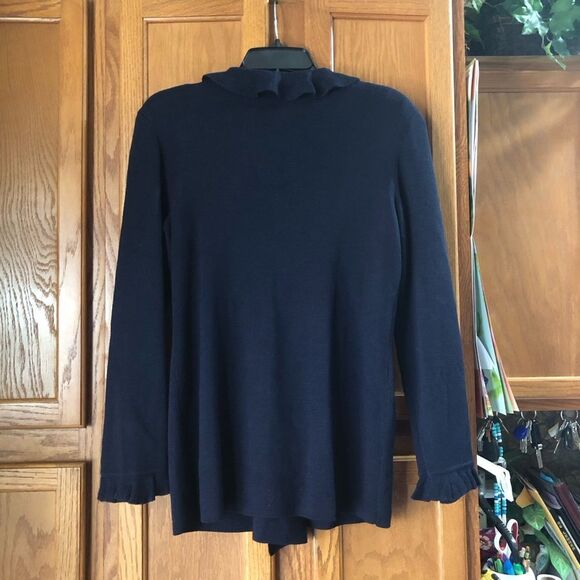 Adrianna Papell Ruffle Wool Blend Wrap Cardigan - M - Picture 6 of 9